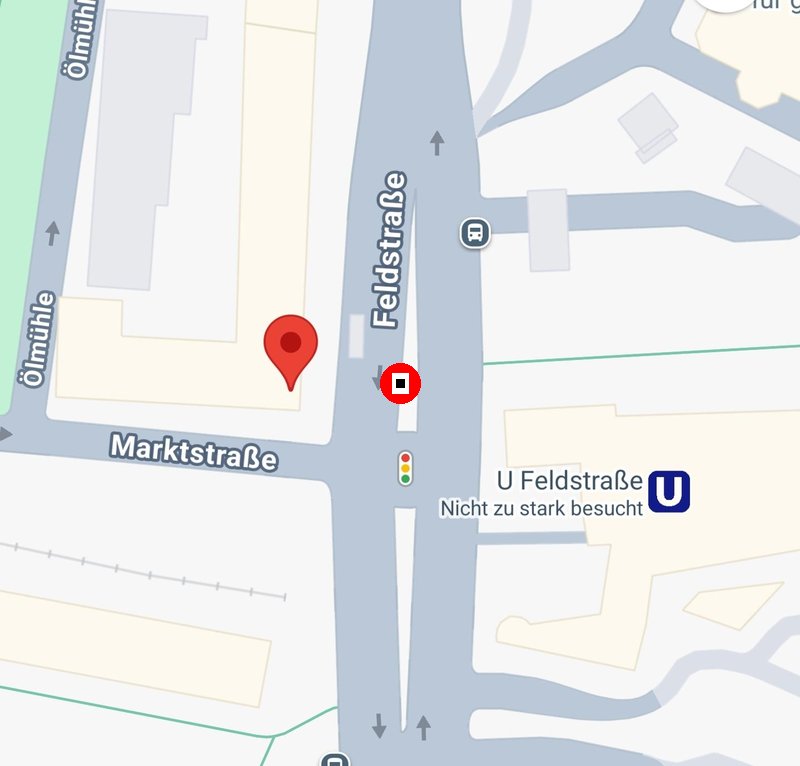 Standort des Retro-Fotoautomaten Hamburg auf Karte mit Kamera-Symbol